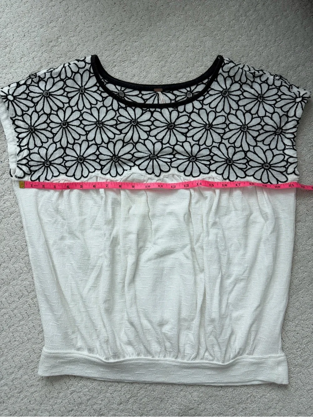 Free‎ People Georgia Bubble top Ivory with black Floral design large